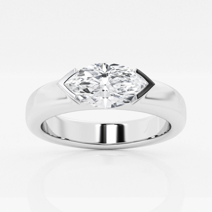 näas 1 ctw Marquise Lab Grown Diamond Half Bezel Stackable Ring